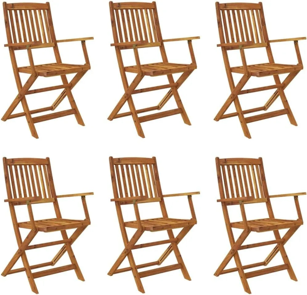 Solivagant Ensemble à Manger d'extérieur Pliable 7pcs Bois d'acacia Solide — en bois, 7 pièces, 49 KG