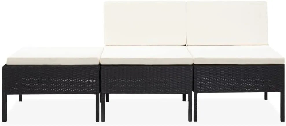 Salon de jardin et ensemble lounge: avec coussins, 3 pièces, 19 KG, 8956, noir