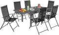 Outsunny 7-Piece Garden Table and Chairs Set – 180cm, gris, extensible
