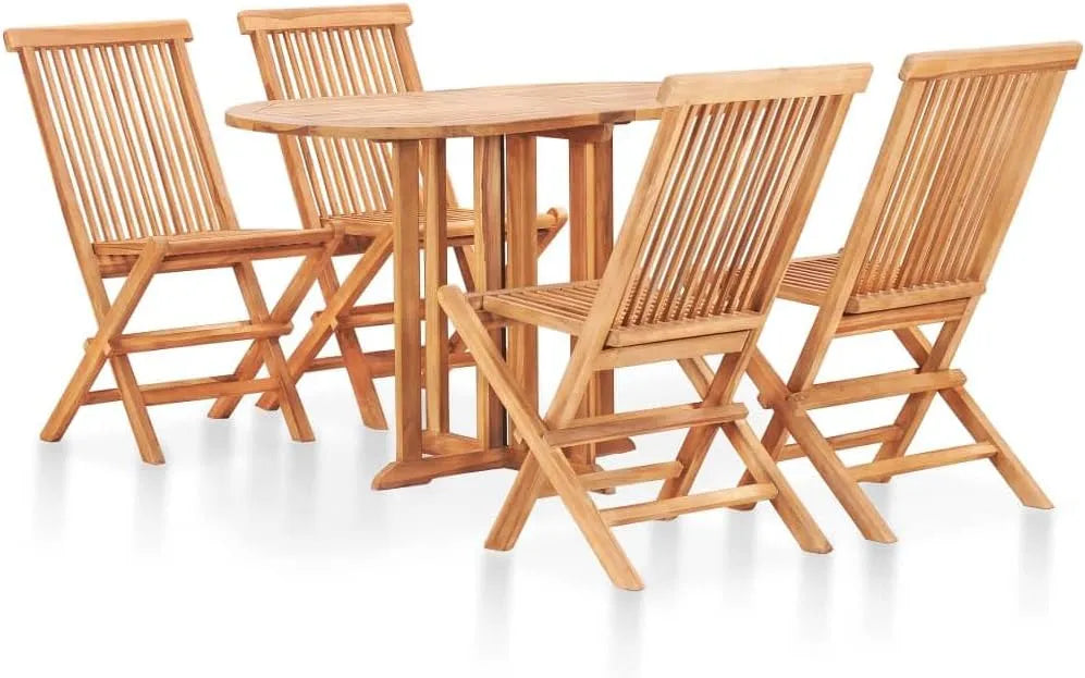 Salon de jardin et ensemble lounge — en bois, pliable, 5 pièces
