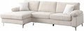 Canapé d'angle et canapé panoramique – angle gauche, en chenille, revêtement en tissu, 3 places, beige