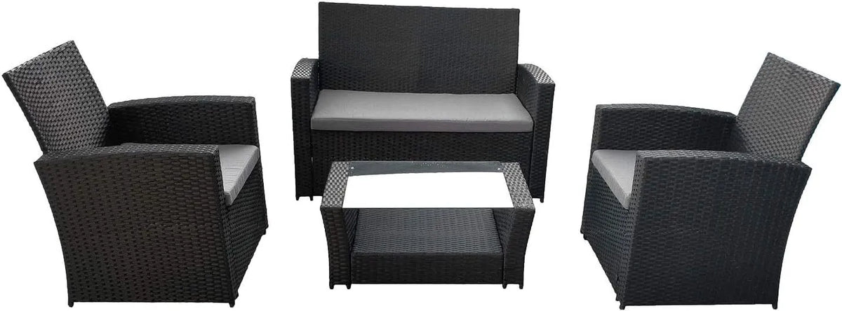 Salon de jardin et ensemble lounge — COMINO, avec coussins, 4 Places, gris
