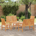 Salon de jardin et ensemble lounge — en bois, 6 places, marron, en bois massif