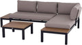 Outsunny Salon de jardin et ensemble lounge – en bois, avec coussins, 5 Places, noir