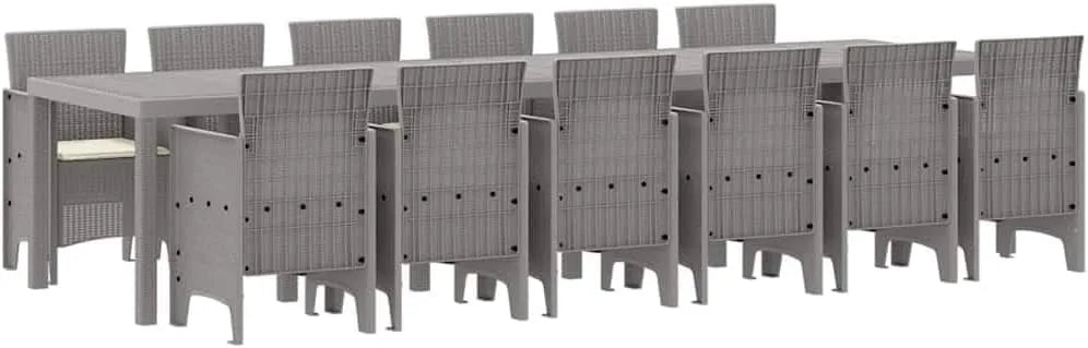 Ensemble de Jardin 13 pièces Gris Clair en Poly rotin
