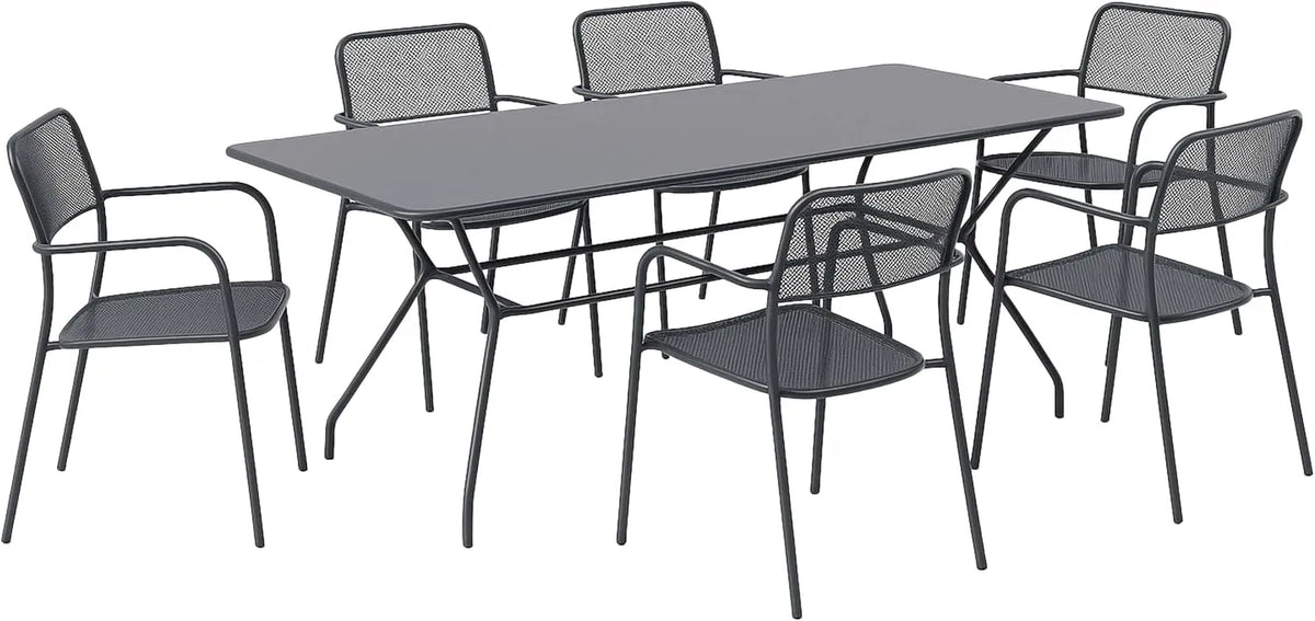 Oviala Ensemble Table et 6 fauteuils de Jardin Gris Anthracite