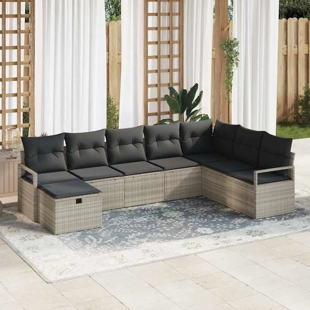 Salon de jardin et ensemble lounge — avec coussins, gris