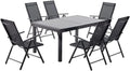 Salon de jardin et ensemble lounge – USINE, pliable, réglable, en aluminium, 6 Places, gris, extensible, inclinable