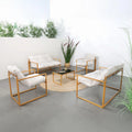 Salon de jardin et ensemble lounge — USINE, en acier, avec coussins, 6 Places, 10 cm, marron