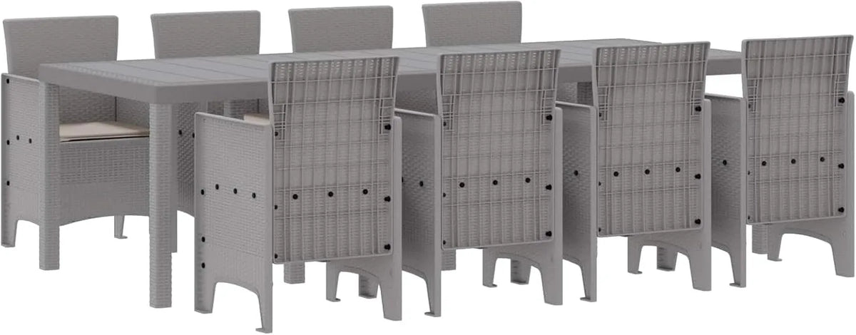 Ensemble de Salle à Manger pour Jardin 9 pcs Blanc: en résine tressée, 9 pièces, en résine tressée