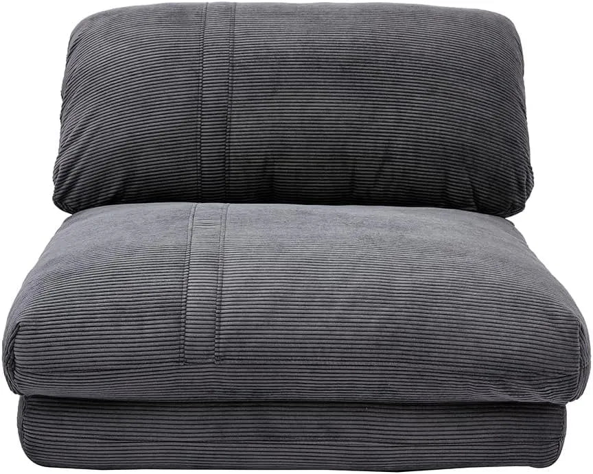 Miliboo Chauffeuse 1 Place Convertible en Tissu Velours côtelé Gris — en velours côtelé, revêtement en tissu, avec chauffage