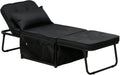 HOMCOM Chaise: convertible, avec dossier, avec coussins, réglable, 1 Place, 5 Niveau ×, noir, inclinable