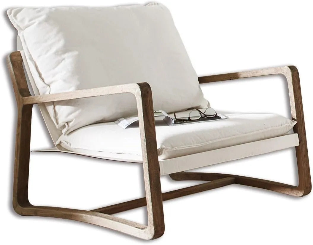 Loberon Fauteuil et chaise rembourrée Jowna crème/marron