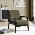 Fauteuil et chaise rembourrée d'appoint: L.65, en velours côtelé, en bois, 75.5 cm, vert