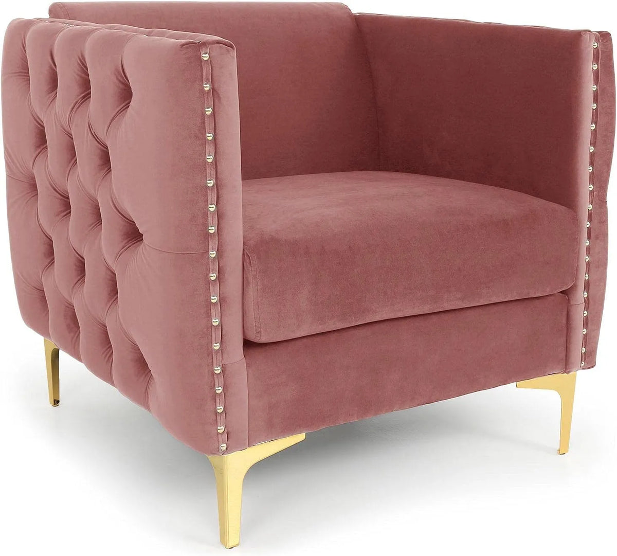 Menzzo Fauteuil et chaise rembourrée Joshua Velours Rose