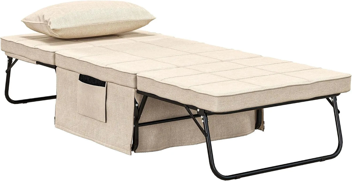 HOMCOM Chaise – crème, avec rangement, convertible, avec dossier, avec coussins, 1 Place, inclinable