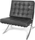 Fern Fauteuil et chaise rembourrée lounge style Barcelone uniquement en cuir noir