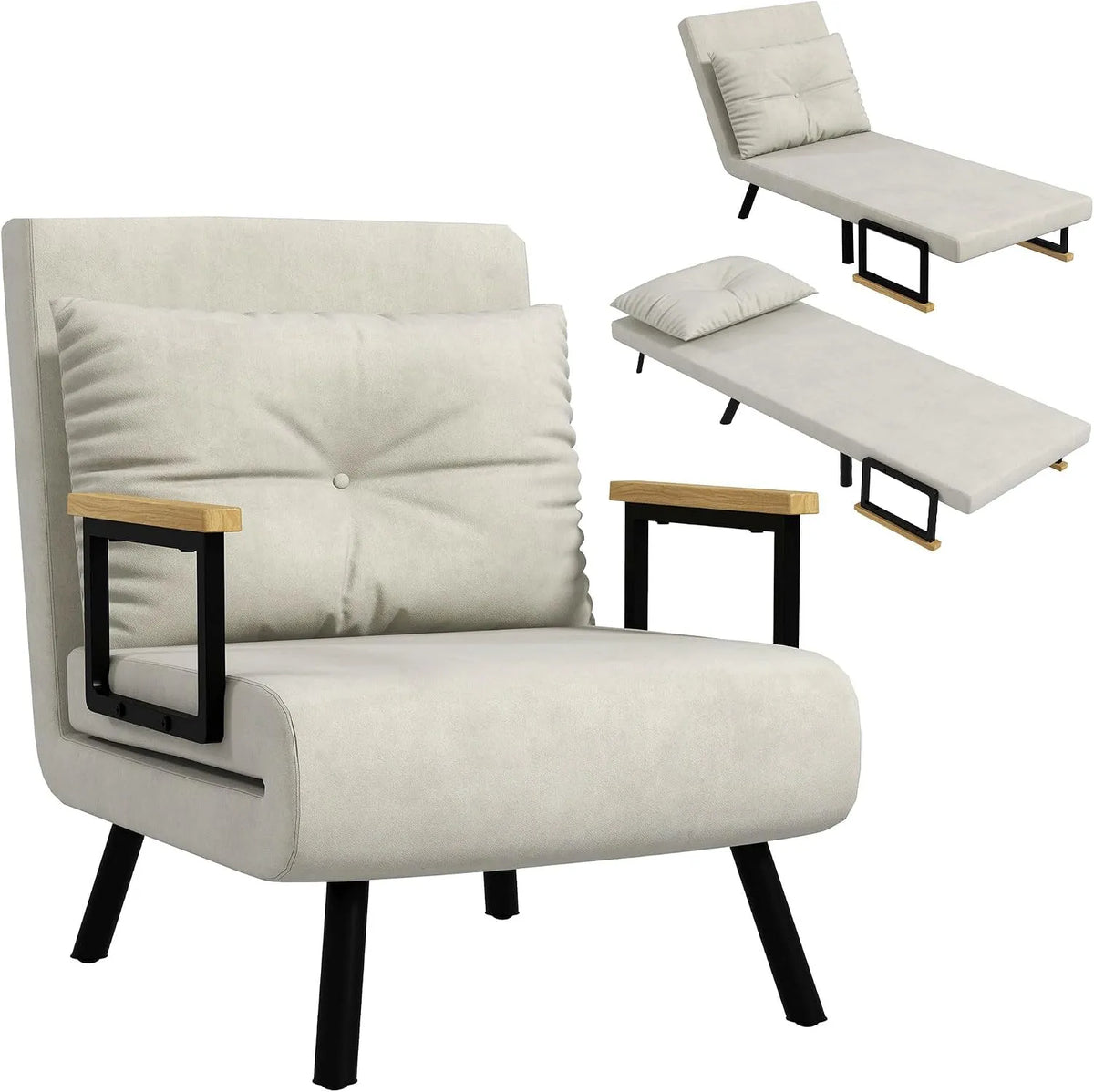 HOMCOM Canapé convertible et canapé-lit – revêtement en tissu, avec bureau, convertible, avec dossier, 1 Place, réglable, revêtement en velours