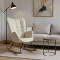 Fauteuil et chaise rembourrée à bascule — en métal, revêtement en tissu, en bois