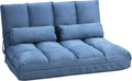HOMCOM Matelas – en polyester, inclinaison réglable, convertible, avec dossier, bleu