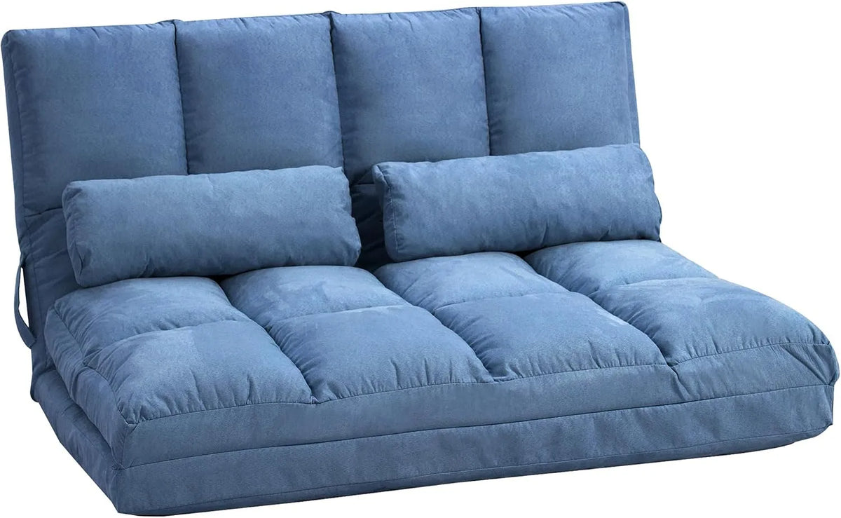 HOMCOM Matelas – en polyester, inclinaison réglable, convertible, avec dossier, bleu