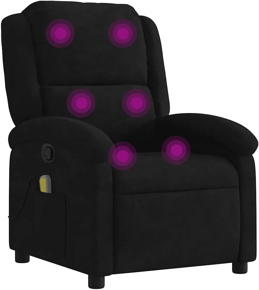 Fauteuil de massage et fauteuil relax: avec dossier, réglable, noir, inclinable, revêtement en velours