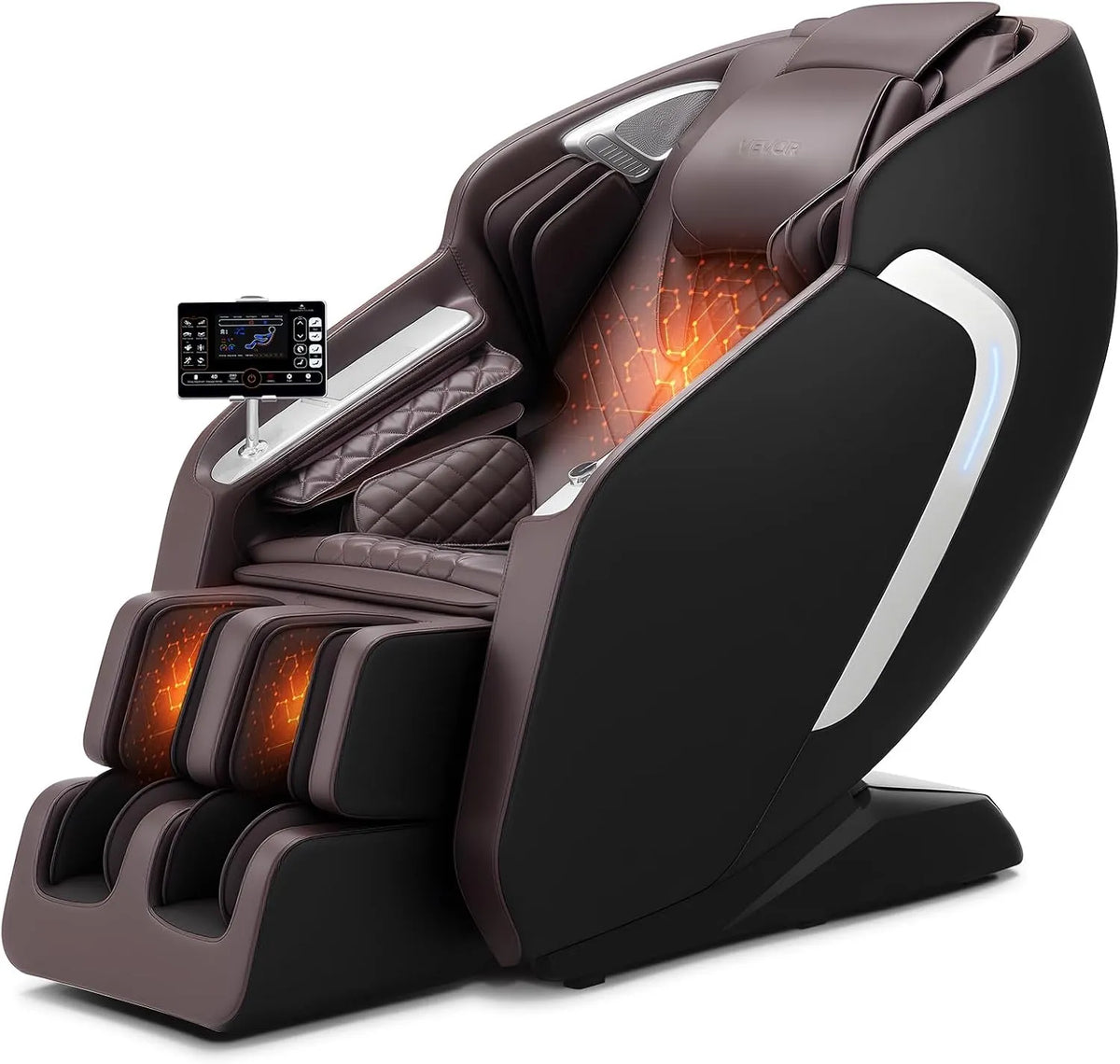 VEVOR Fauteuil relax et fauteuil inclinable – LCD, position zéro gravité, technologie 3D/4D, avec accoudoirs, réglable, 36 airbags, avec roulettes