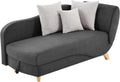Vente-unique – angle gauche, revêtement en tissu, avec rangement, convertible, anthracite, avec rangement intégré
