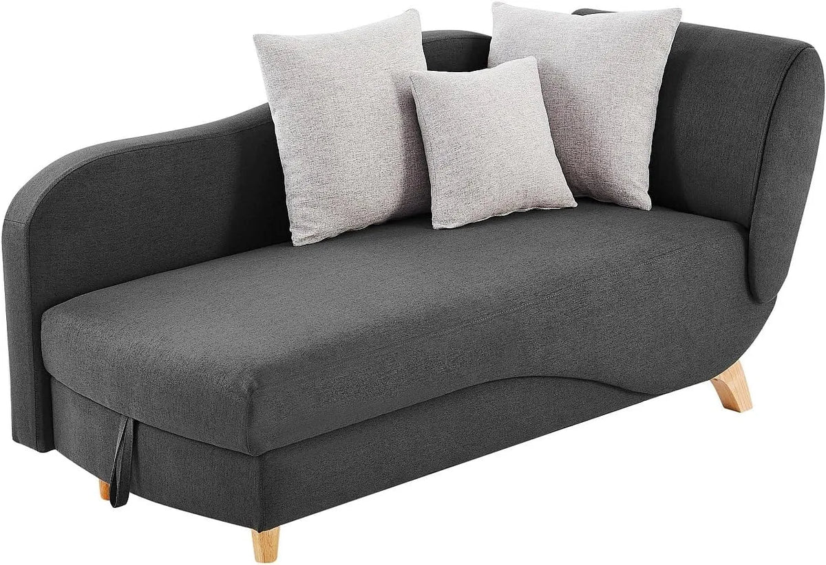 Vente-unique – angle gauche, revêtement en tissu, avec rangement, convertible, anthracite, avec rangement intégré
