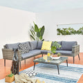 Salon de jardin et ensemble lounge – USINE, en acier, 5 Places, gris