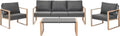 Canapé de jardin et sofa lounge extérieur: en métal, en bois, avec coussins, 5 Places, gris