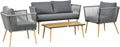 Outsunny Salon de jardin et ensemble lounge – avec coussins, 4 Places, gris