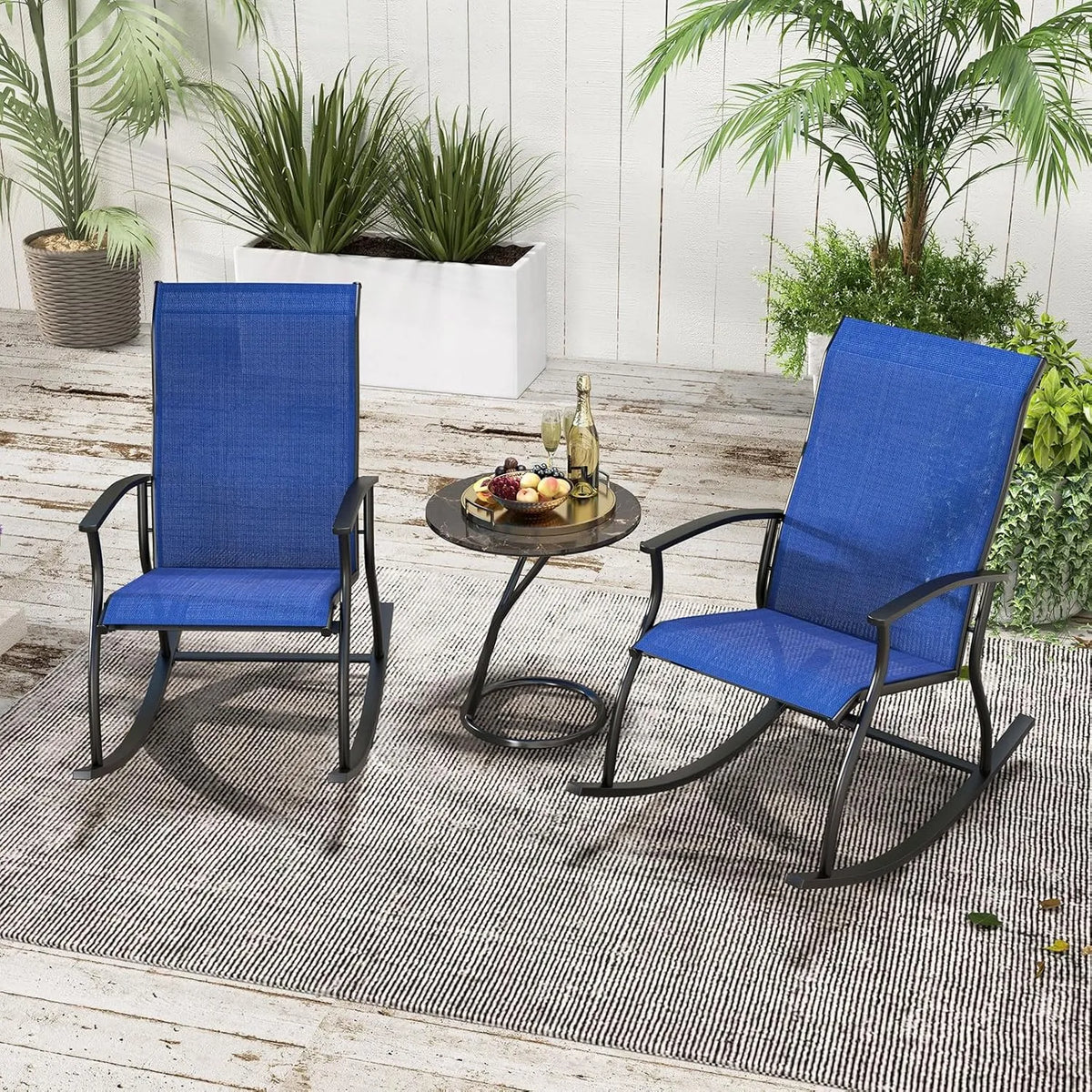 Fauteuil à bascule — en métal, antidérapant, respirant, revêtement en tissu, Lot de 2, 150 KG