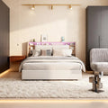 Lit capitonné 160 x 200 cm avec sommier à lattes: en métal, avec rangement, 160 × 200 cm, blanc, avec rangement intégré