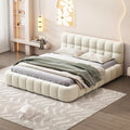 Lit capitonné140 x 190 cm — avec dossier, 140 × 190 cm, beige