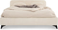 Lit Double LEVERDA 140x190 cm – revêtement en tissu, en bois, 140 × 190 cm, blanc