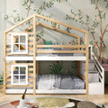 Lit superposé et lit mezzanine – pour enfant, avec tiroirs, avec barrière anti-chute, 90 × 200, blanc