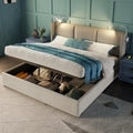 Lit Coffre 160x200 avec Sommier: avec rangement, 160 × 200, beige, revêtement en tissu