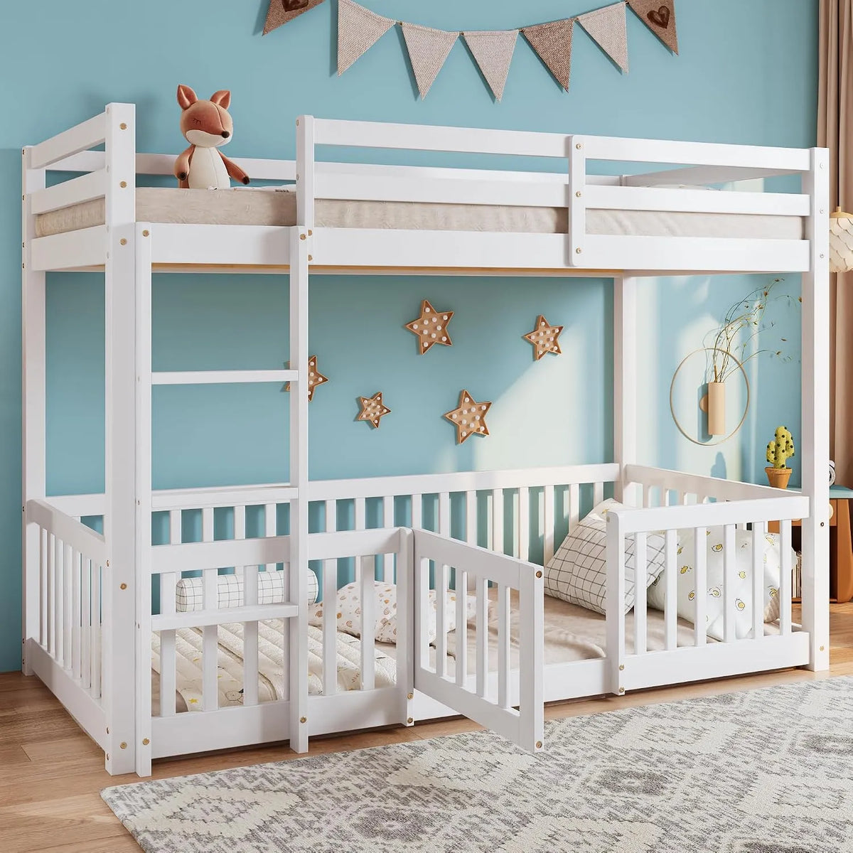 Barbecue: pour enfant, angle droit, en bois, avec escalier, 200 × 90cm, blanc, en bois massif