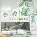 Lit superposé et lit mezzanine – pour enfant, en bois, avec échelle, 90 × 200Cm, revêtement en tissu