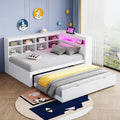 Canapé convertible et canapé-lit – en bois, avec rangement, avec port USB, affichage LED, 90 × 200cm, blanc, en bois massif