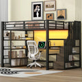 Bureau et table informatique: en métal, avec rangement, avec escalier, avec bureau, 140 × 200 cm, avec éclairage LED, revêtement en tissu