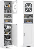 COSTWAY Armoire de rangement — avec rangement, avec Bibliothèque et étagère de rangements, réglable, 5 Étagères, 30 × 40 × 170 cm, blanc