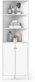 COSTWAY Armoire de rangement: avec rangement, réglable, 32 × 58 × 172, 5 cm, blanc