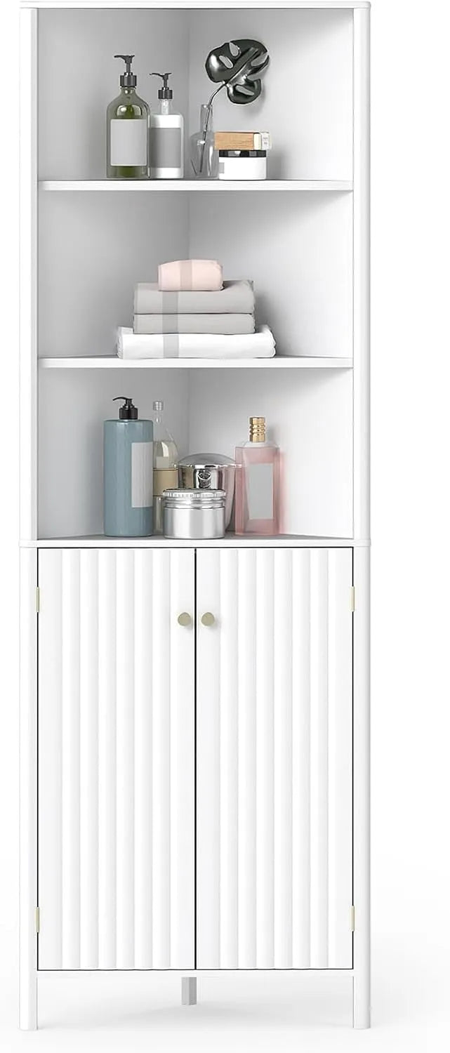 COSTWAY Armoire de rangement: avec rangement, réglable, 32 × 58 × 172, 5 cm, blanc
