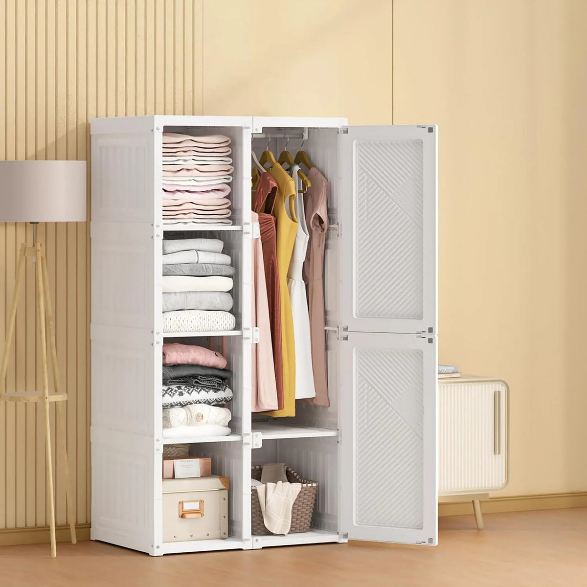 Armoire de rangement: en plastique, avec tringle, pliable