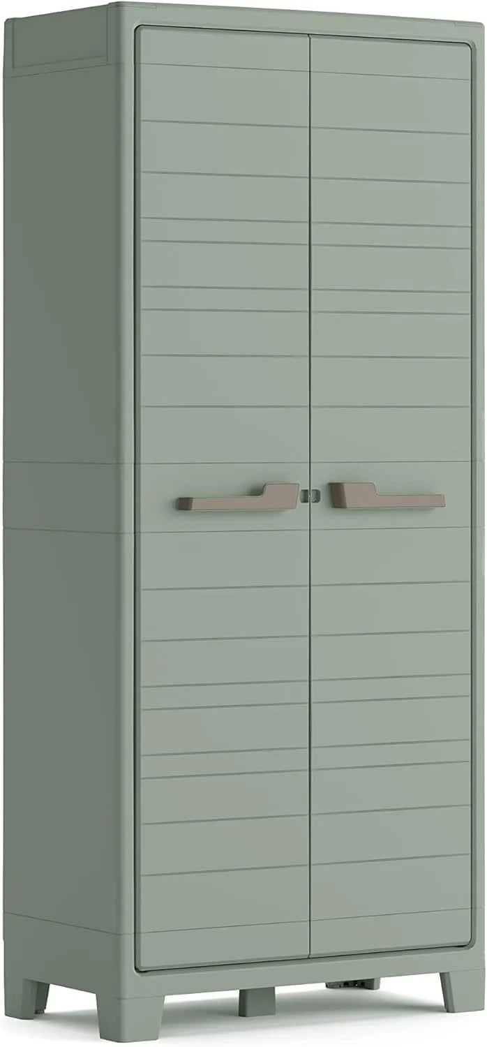 Keter Armoire de rangement — avec Bibliothèque et étagère de rangements, avec armoire, réglable, 80 × 44 × 182 cm, vert, avec étagères
