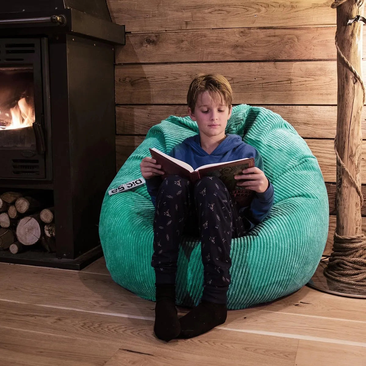 Pouf Poire Déhoussable avec Billes – BiG52, en velours côtelé