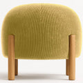 Pouf Rond Tapissé en Velours Côtelé avec Pieds en Bois