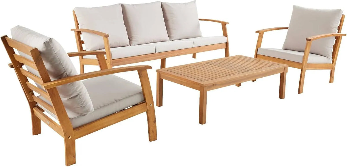 Salon de jardin et ensemble lounge: USHUAIA, en bois, 5 Places